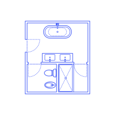 Layouts Bathrooms Primary Split Luxury Bidet H Shape Ink Drawing Svg Vector, Free Vectors File